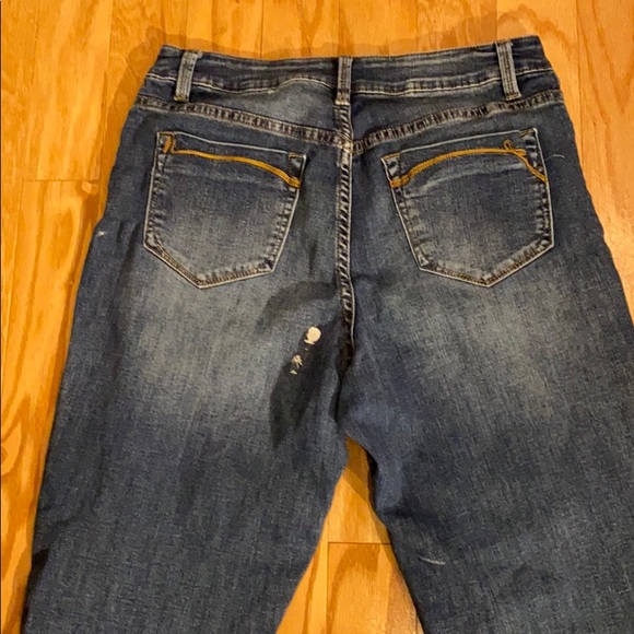 Nanette Lepore high waisted cropped distressed Mom Jeans with fringe size 12 - Picture 4 of 12